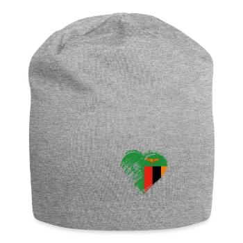 Grungy I Love Zambia Heart Flag - Jersey Beanie - heather grey - Front