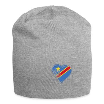 Grungy I Love D Republic of Congo Heart Flag - Jersey Beanie - heather grey - Front