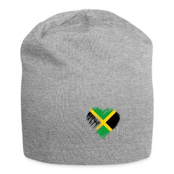 Grungy I Love Jamaica Heart Flag - Jersey Beanie - heather grey - Front