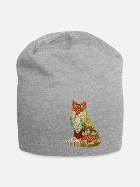 Hippie Fuchs Retro Mandala Yoga Frieden Chakra - Jersey-Beanie - Grau meliert