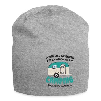 Funny camping holiday travel caravan gift - Jersey Beanie - heather grey - Front