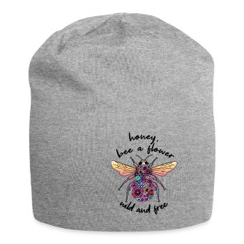 Miel, abeille une fleur sauvage et libre Tee shirt Design - Bonnet en jersey - gris chiné - Devant