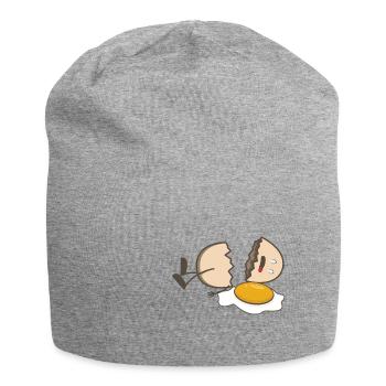 Oeuf cassé. oeuf cassé - Bonnet en jersey - gris chiné - Devant