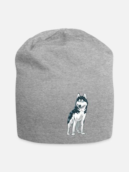 Süßer Husky Hund Weihnachtsgeschenk Hunde - Jersey-Beanie - Grau meliert