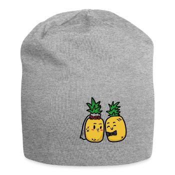 Happy Coconut, coconut - Jersey Beanie - heather grey - Front