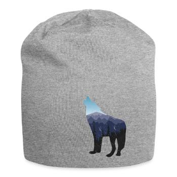Lone Wolf Survives The Mountain Silhouette Art - Jersey-Beanie - Grau meliert - Vorne