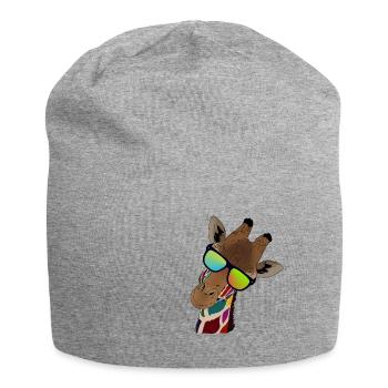 Regenbogen Giraffe mit Sonnebrille Geschenkidee - Jersey-Beanie - Grau meliert - Vorne