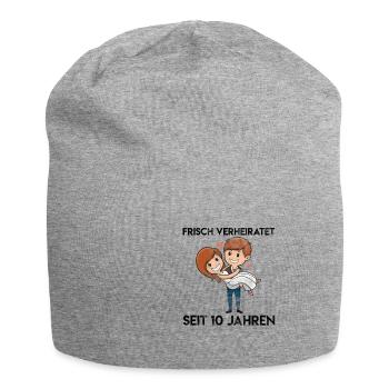 10. Hochzeitstag Rosenhochzeit Ehepaar zehn Jahre - Jersey-Beanie - Grau meliert - Vorne