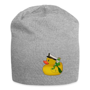 Funny duck with small frog gift idea - Jersey Beanie - heather grey - Front