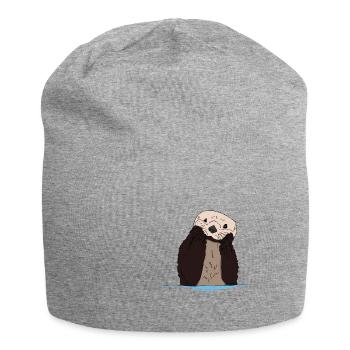 loutre mignonne et mignonne en cadeau boîte loutre - Bonnet en jersey - gris chiné - Devant