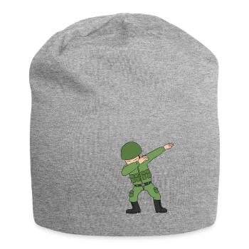 Dabbing Soldat mit Helm und Uniform - Jersey-Beanie - Grau meliert - Vorne