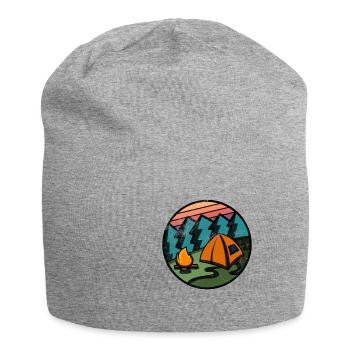 ZELTEN CAMPING BERGE LAGERFEUER ZELT GESCHENK - Jersey-Beanie - Grau meliert - Vorne