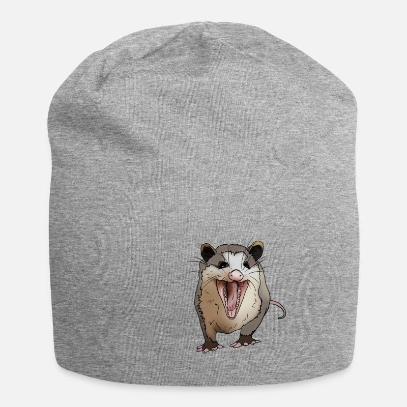 lachendes Opossum Geschenkidee für Opossum Freunde - Jersey-Beanie - Grau meliert