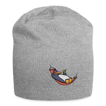 Daddy Penguin on the hammock Papa Pinguin auf der - Jersey-Beanie - Grau meliert - Vorne