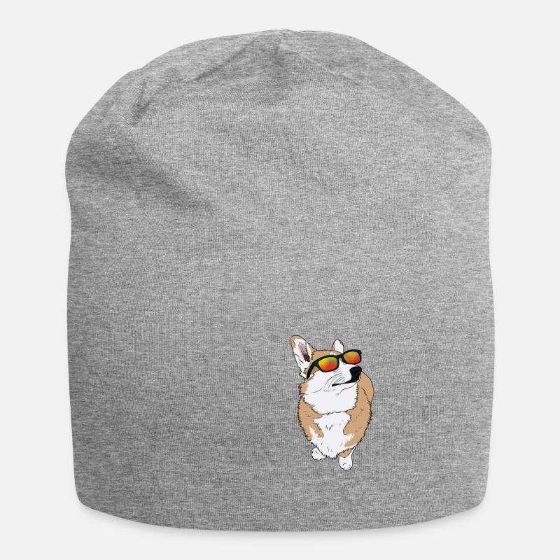 Cool corgi with sunglasses gift idea - Jersey Beanie - heather grey