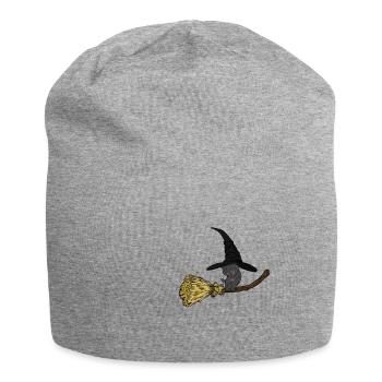Sorcière sur balai avec idée cadeau chapeau magique - Bonnet en jersey - gris chiné - Devant