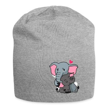 Liebende Familie Elefant - Jersey-Beanie - Grau meliert - Vorne