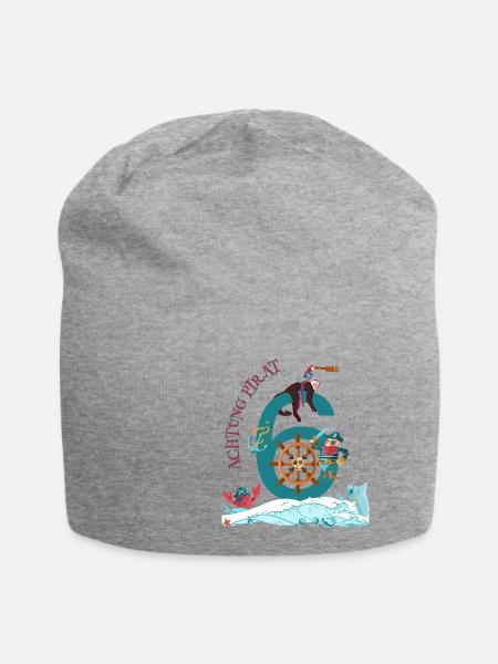 Achtung Pirat - Jersey-Beanie - Grau meliert