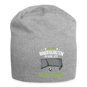 Bye Kindergarten Einschulung Schulanfang Fussball - Jersey-Beanie - Grau meliert - Vorne