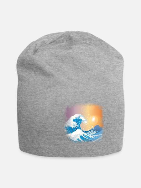Great Wave Of Kanagawa Japan Japanese wave - Jersey Beanie - heather grey