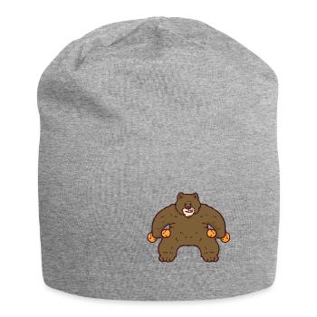 Musculation ours fitness haltère drôle - Bonnet en jersey - gris chiné - Devant