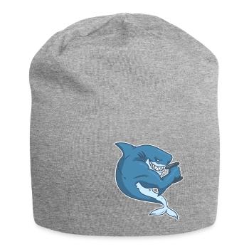 Bodybuilding shark fitness dumbbell funny - Jersey Beanie - heather grey - Front