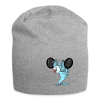 Musculation poisson fitness haltère drôle - Bonnet en jersey - gris chiné - Devant