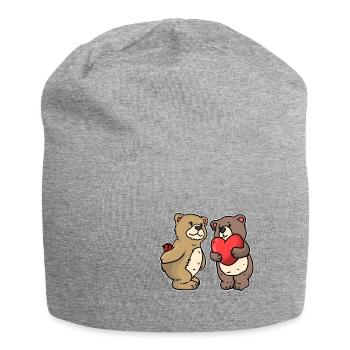 Süße Bären Liebe Herz Rose valentinstag - Jersey-Beanie - Grau meliert - Vorne