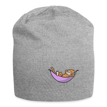 Singe drôle sur hamac en vacances - Bonnet en jersey - gris chiné - Devant
