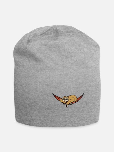 Faultier Hängematte Urlaub Schlafen - Jersey-Beanie - Grau meliert