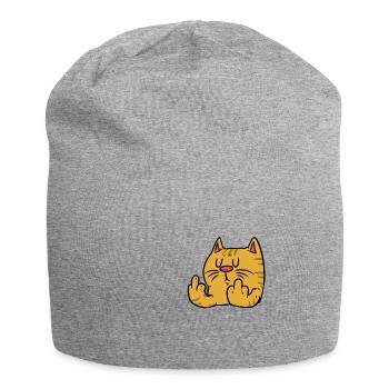 Katze Stinkefinger witzig Orange - Jersey-Beanie - Grau meliert - Vorne