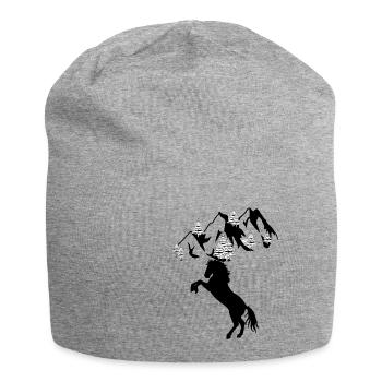 Wild Wild Horse Stallion Horse Rider - Jersey Beanie - heather grey - Front
