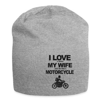 I Love my Wife ride Motorcycle - Jersey Beanie - heather grey - Front
