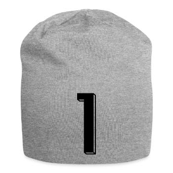 Nummer 1 - Zahl EINS Trikotnummer 1 Jahr - Jersey-Beanie - Grau meliert - Vorne