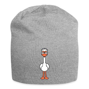 Bird looks funny, annoyed, tired, angry, frustrated - Jersey Beanie - heather grey - Front