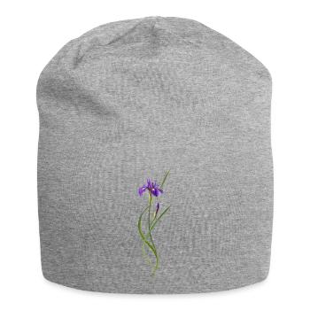 Iris dans le style zen japonais - Bonnet en jersey - gris chiné - Devant