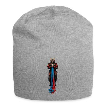 Rot-Blau Samurai Krieger-Umhang - Jersey-Beanie - Grau meliert - Vorne