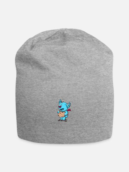 Monster mit Keks - Jersey-Beanie - Grau meliert