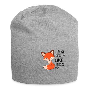 I just really like foxes Geschenk Fuchs Rotfuchs - Jersey-Beanie - Grau meliert - Vorne