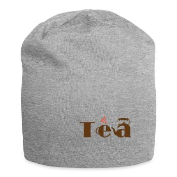 Tea teabag teacup green tea black tea gift - Jersey Beanie - heather grey - Front