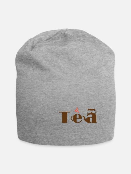 Tea teabag teacup green tea black tea gift - Jersey Beanie - heather grey