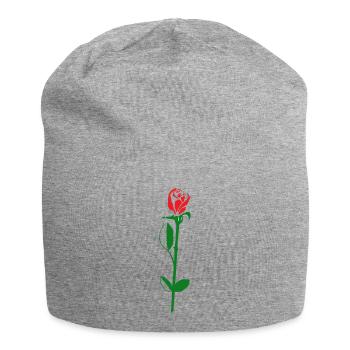 fleur de rose - Bonnet en jersey - gris chiné - Devant