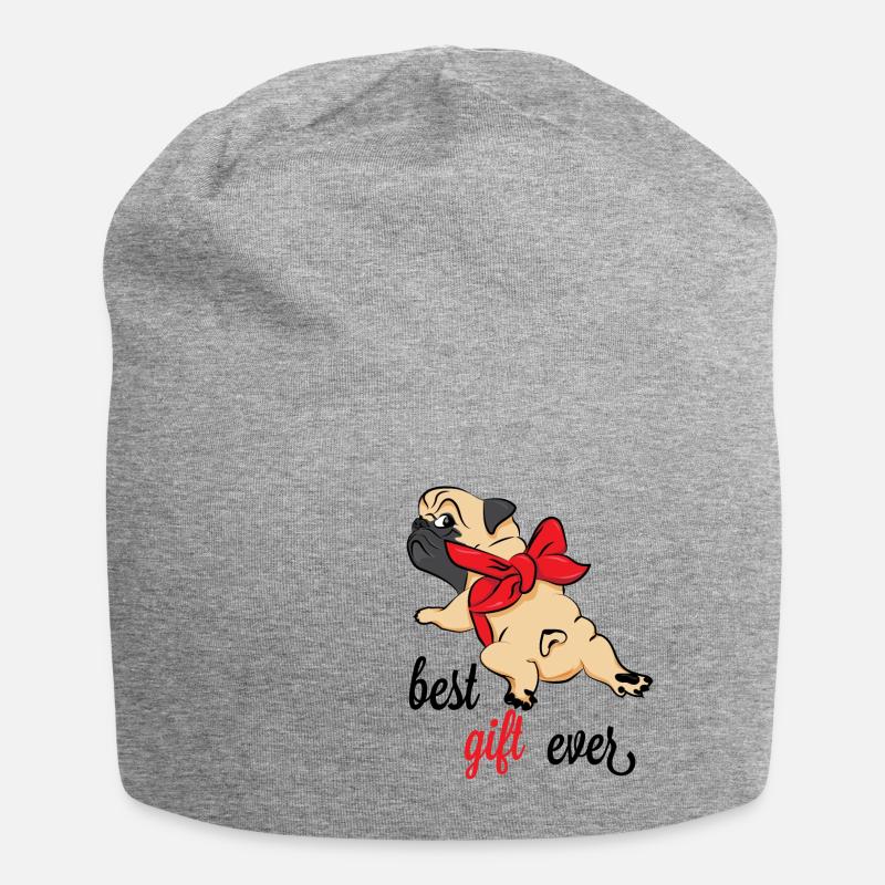 Süßer Mops als Geschenk Geschenkidee Möpse Hunde - Jersey-Beanie - Grau meliert