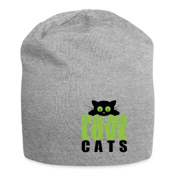 real men loves cats funny slogan for all catlover - Jersey Beanie - heather grey - Front