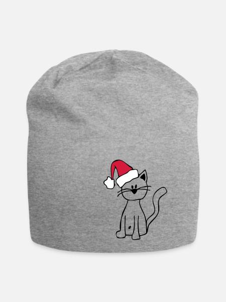 Weihnachtskatze Meowy Christmas - Jersey-Beanie - Grau meliert