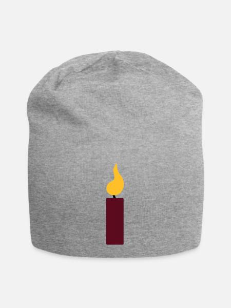 1st birthday - candle - Jersey Beanie - heather grey
