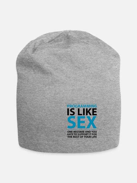 Programmieren ist wie Sex - Jersey-Beanie - Grau meliert