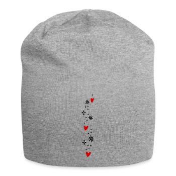 Herzen Glitzer - Jersey-Beanie - Grau meliert - Vorne