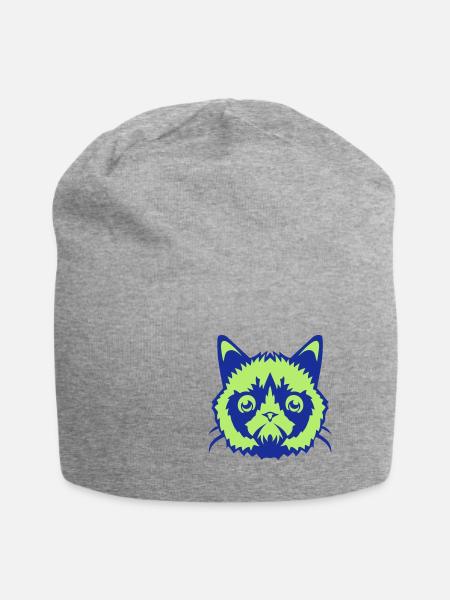 Hauptkatze wilde Tiere 701 - Jersey-Beanie - Grau meliert