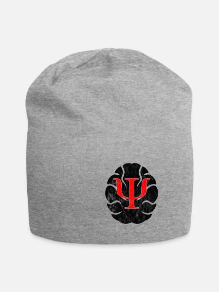 Psychologie Psi Logo Gehirn Geschenkidee - Jersey-Beanie - Grau meliert